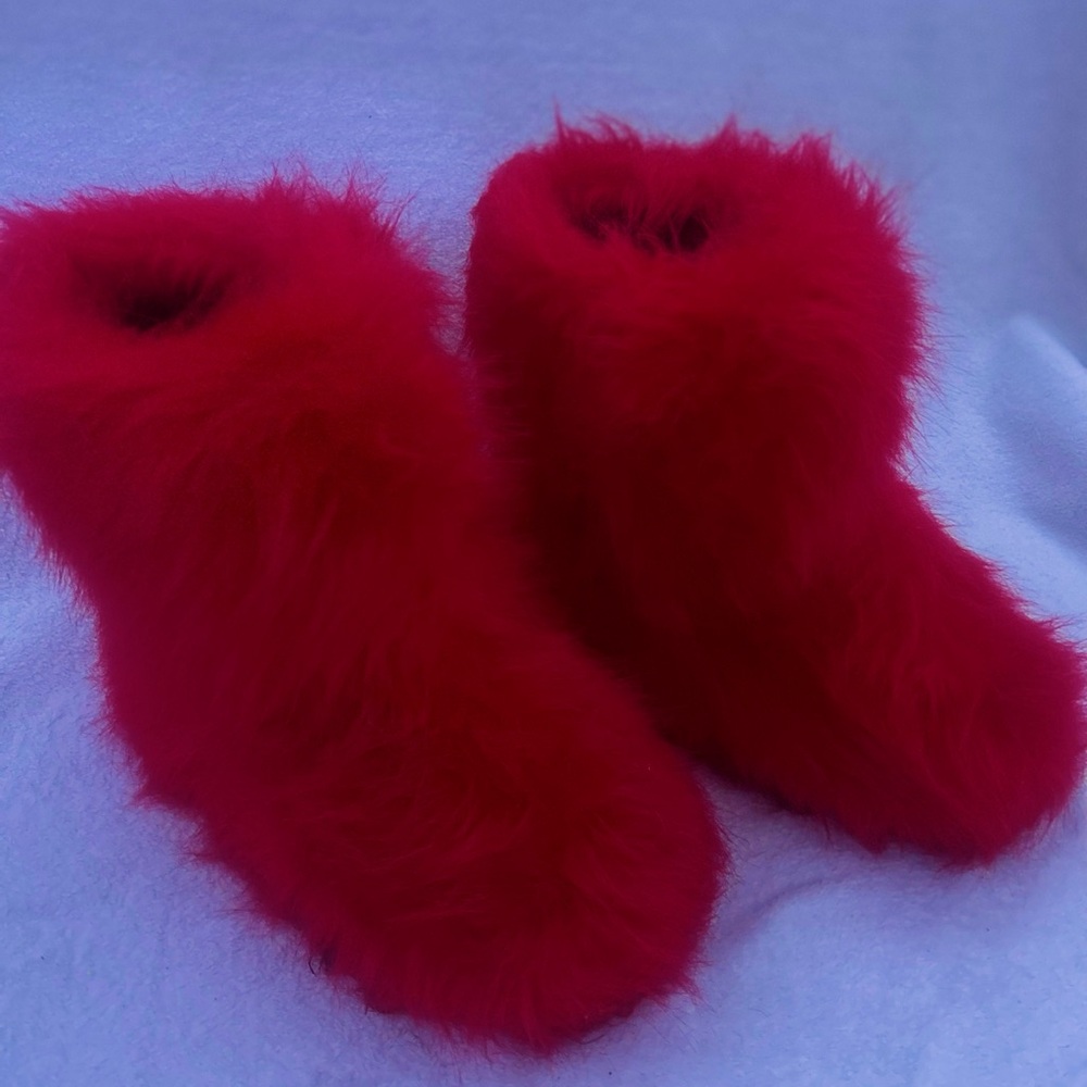 Fluffy Red Slippers